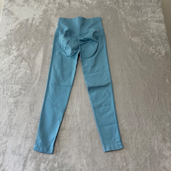 NEW High‎ Waisted Butt Lifting Leggings Medium Light Blue 7/8 Length - Picture 5 of 10